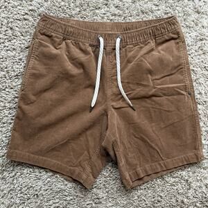 Vuori V385 Optimist Corduroy Drawstring Shorts Brown Mens Size Large 7.5” Inseam